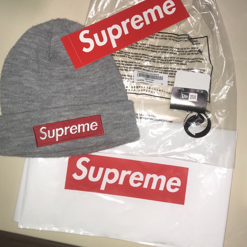 Supreme Heather Grey Box Logo Beanie
